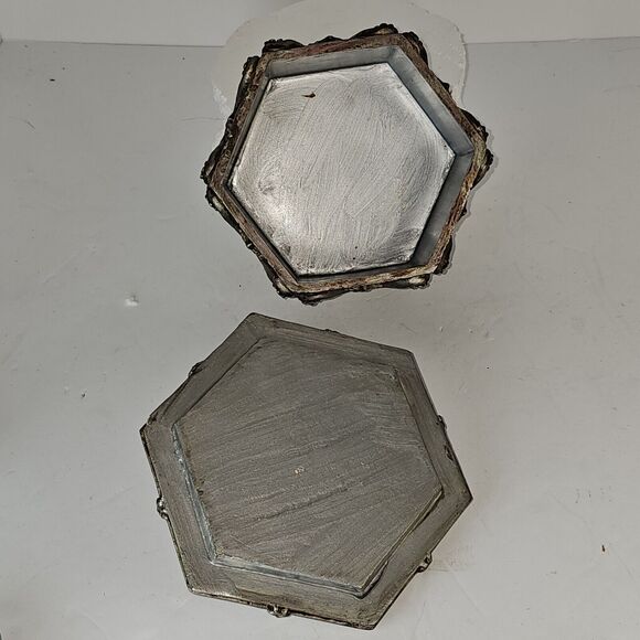 Baroque Ornate Jewelry Box Silver  Trinket Storage Holder For Keys/Change  Decor - Picture 12 of 12